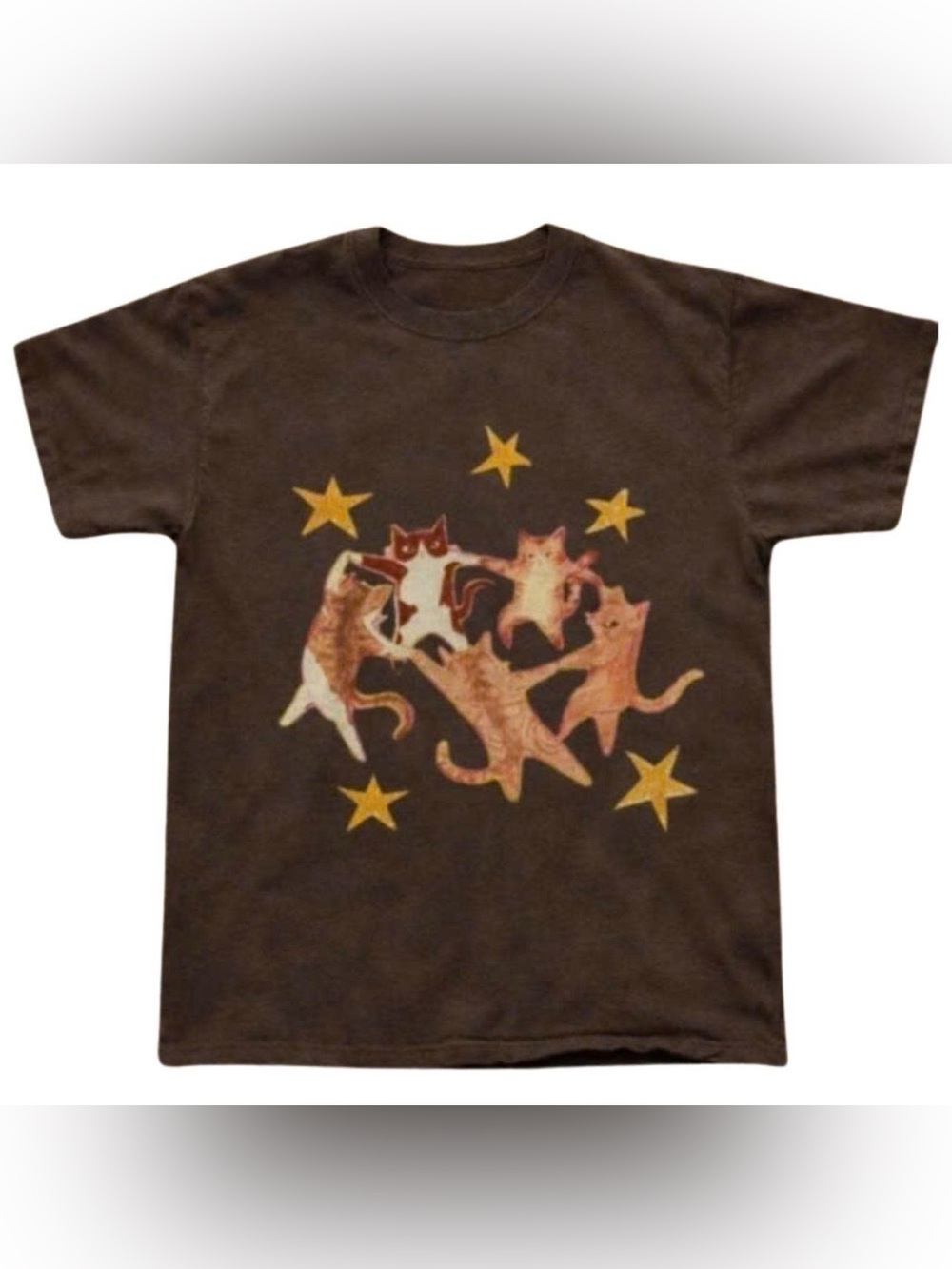 Brown Cat & Stars Graphic Tee
